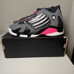 Jordan Retro 14 Kids Sneakers - Gray and Pink